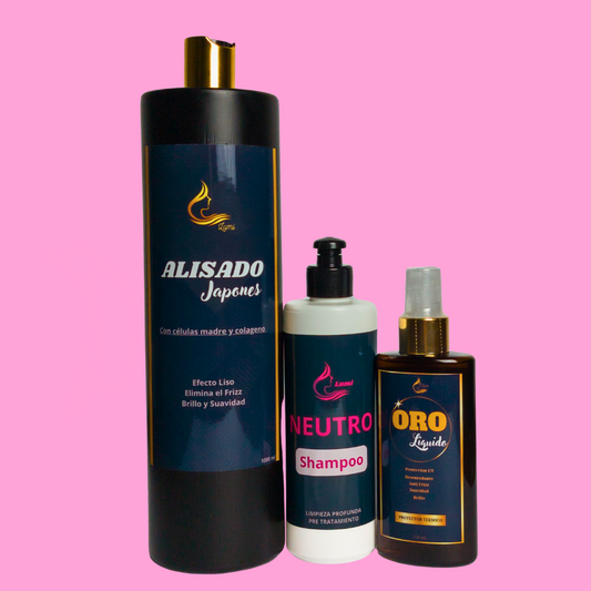 Alisado JAPONES+ Protector térmico+ Shampoo neutro