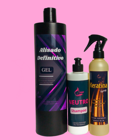 Alisado en GEL+ Keratina Spray+ Shampoo