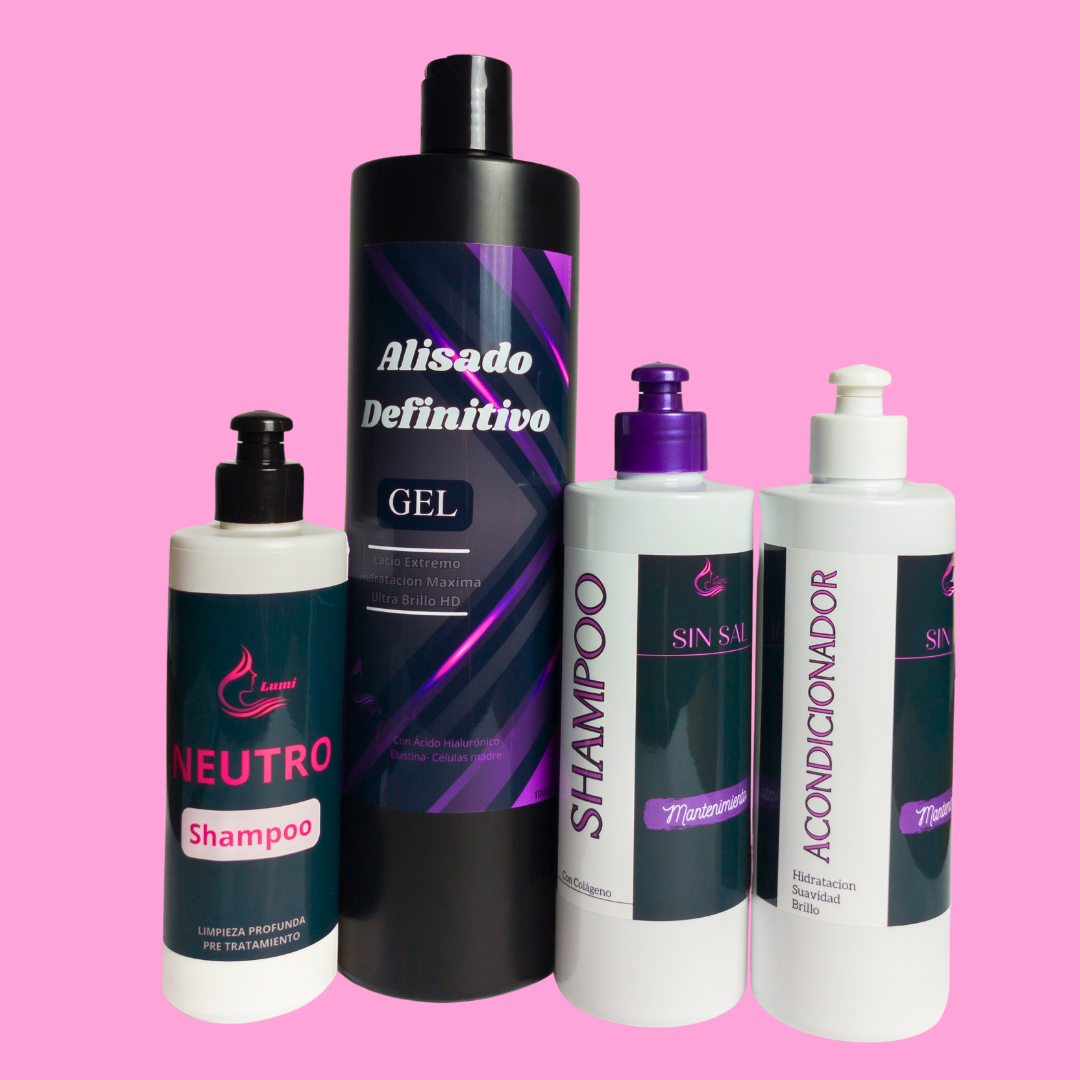 Alisado en GEL+ Shampoo sin sal+ Crema+ Neutro