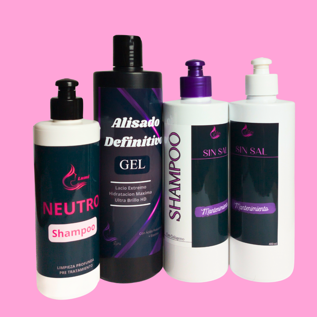 Alisado en GEL+ Shampoo sin sal+ Crema+ Neutro