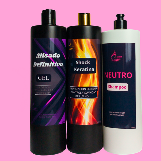 Alisado en GEL+ Shock keratina+ Shampoo neutro