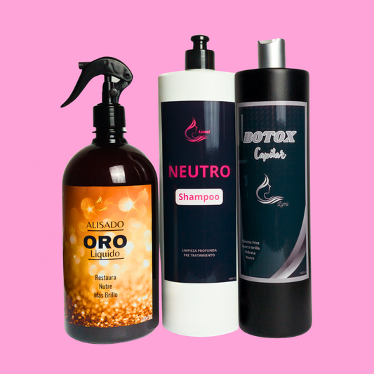 Alisado ORO lÍquido+ Neutro +Shock keratina