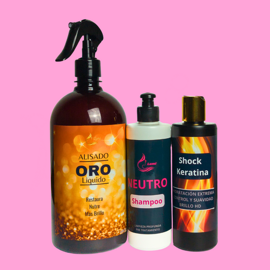 Alisado ORO líquido+ Keratina+ Shampoo Neutro